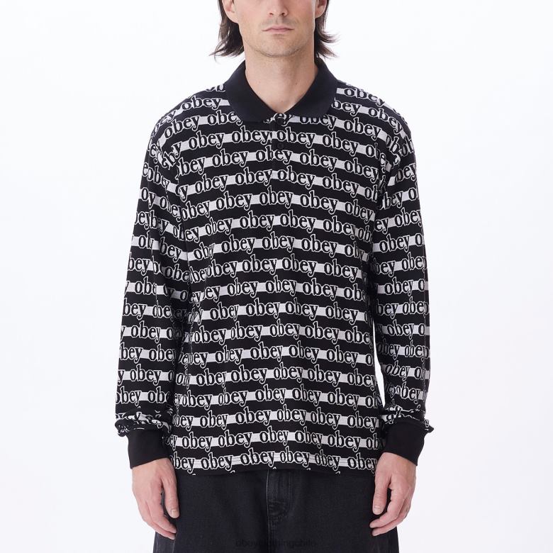 ropa 40VX775 hombres polo con logo entrelazado en jaquard OBEY negro múltiple