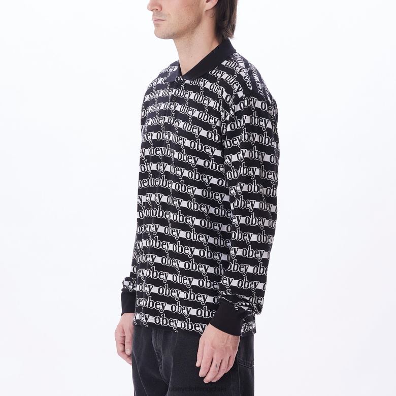 ropa 40VX775 hombres polo con logo entrelazado en jaquard OBEY negro múltiple