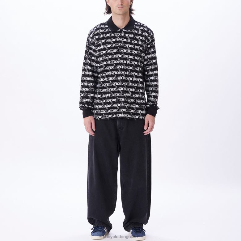 ropa 40VX775 hombres polo con logo entrelazado en jaquard OBEY negro múltiple