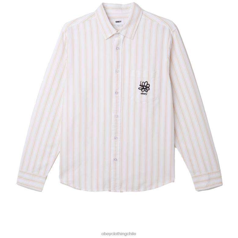 ropa 40VX778 hombres camisa de lucas OBEY crema irlandesa multi
