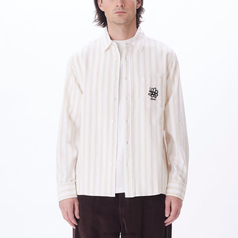 ropa 40VX778 hombres camisa de lucas OBEY crema irlandesa multi