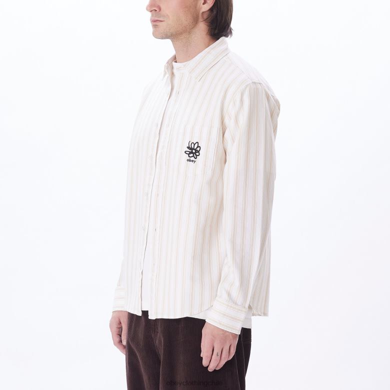 ropa 40VX778 hombres camisa de lucas OBEY crema irlandesa multi