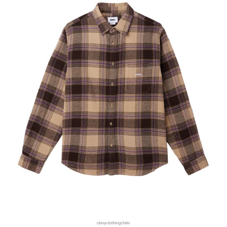 ropa 40VX779 hombres camisa alex OBEY crema irlandesa multi