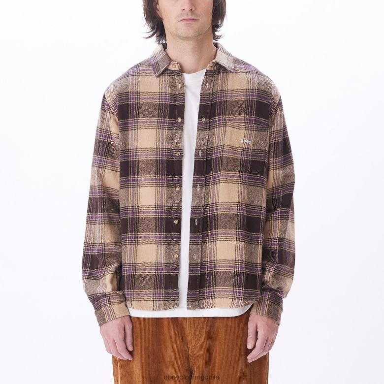 ropa 40VX779 hombres camisa alex OBEY crema irlandesa multi