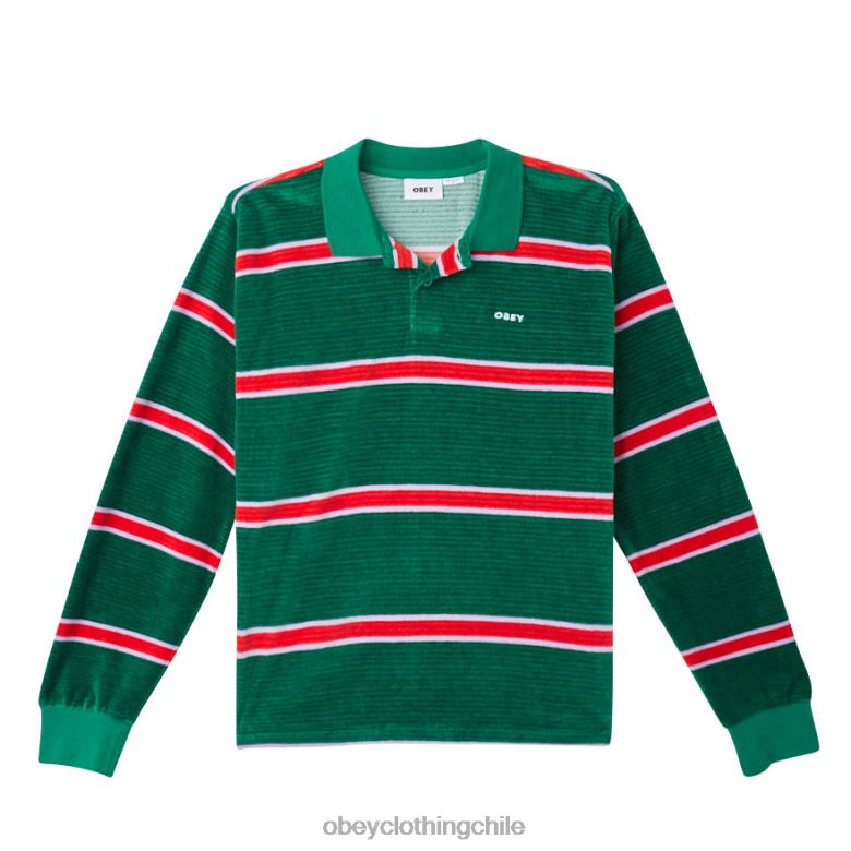 ropa 40VX781 hombres polo holstien velour ls OBEY aventurina verde multi