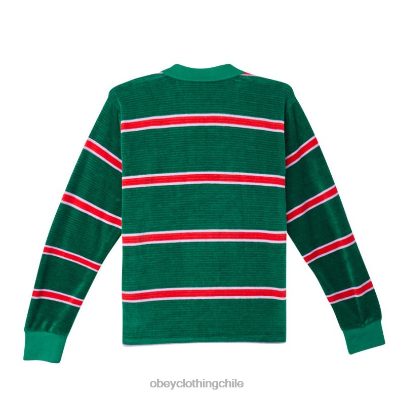 ropa 40VX781 hombres polo holstien velour ls OBEY aventurina verde multi
