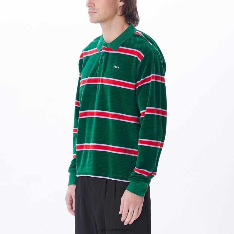ropa 40VX781 hombres polo holstien velour ls OBEY aventurina verde multi