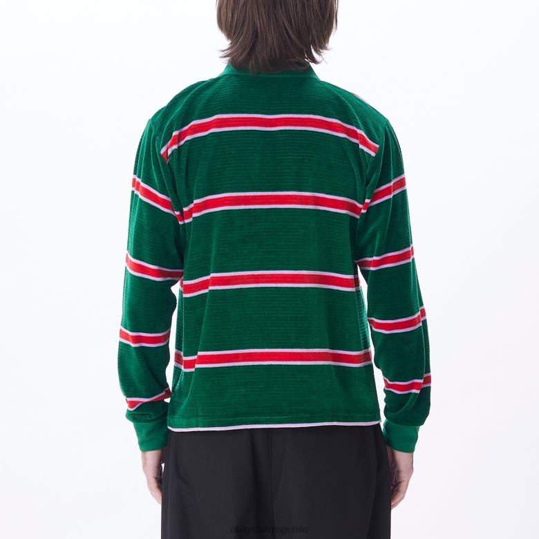 ropa 40VX781 hombres polo holstien velour ls OBEY aventurina verde multi