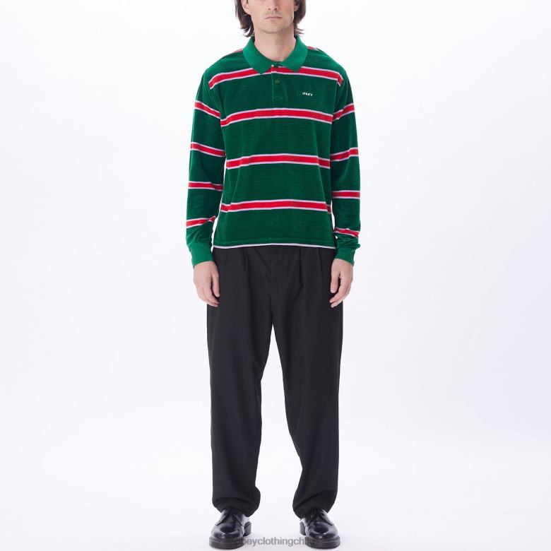 ropa 40VX781 hombres polo holstien velour ls OBEY aventurina verde multi