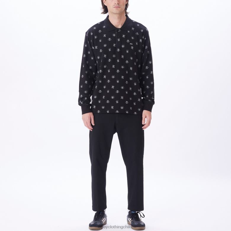 ropa 40VX782 hombres polo plaga jaquard ls OBEY negro múltiple