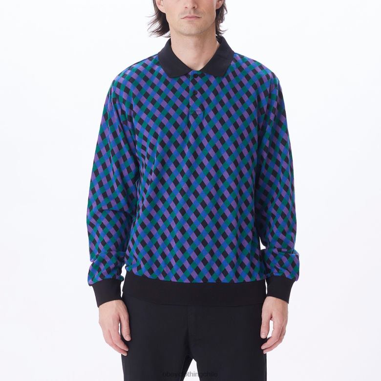 ropa 40VX784 hombres polo capri jaquard OBEY negro múltiple