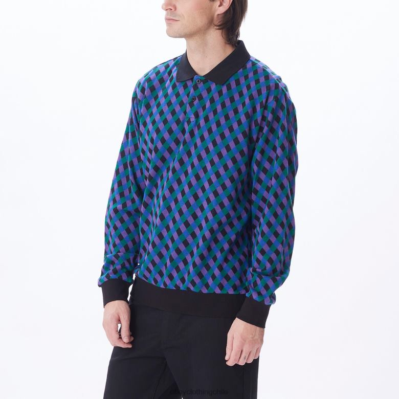 ropa 40VX784 hombres polo capri jaquard OBEY negro múltiple