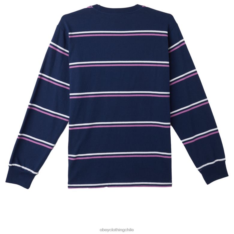 ropa 40VX788 hombres punto warren stripe ls OBEY academia azul marino multi