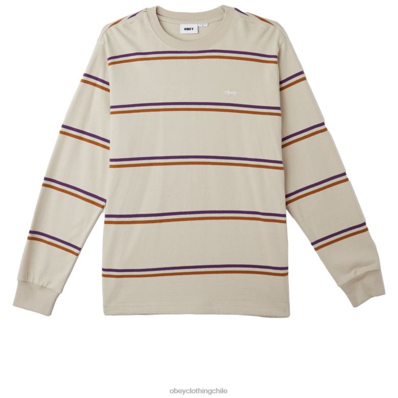 ropa 40VX789 hombres punto warren stripe ls OBEY gris plata multicolor