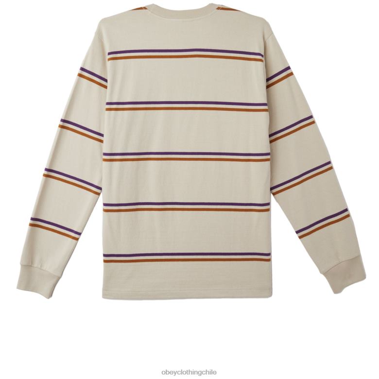 ropa 40VX789 hombres punto warren stripe ls OBEY gris plata multicolor