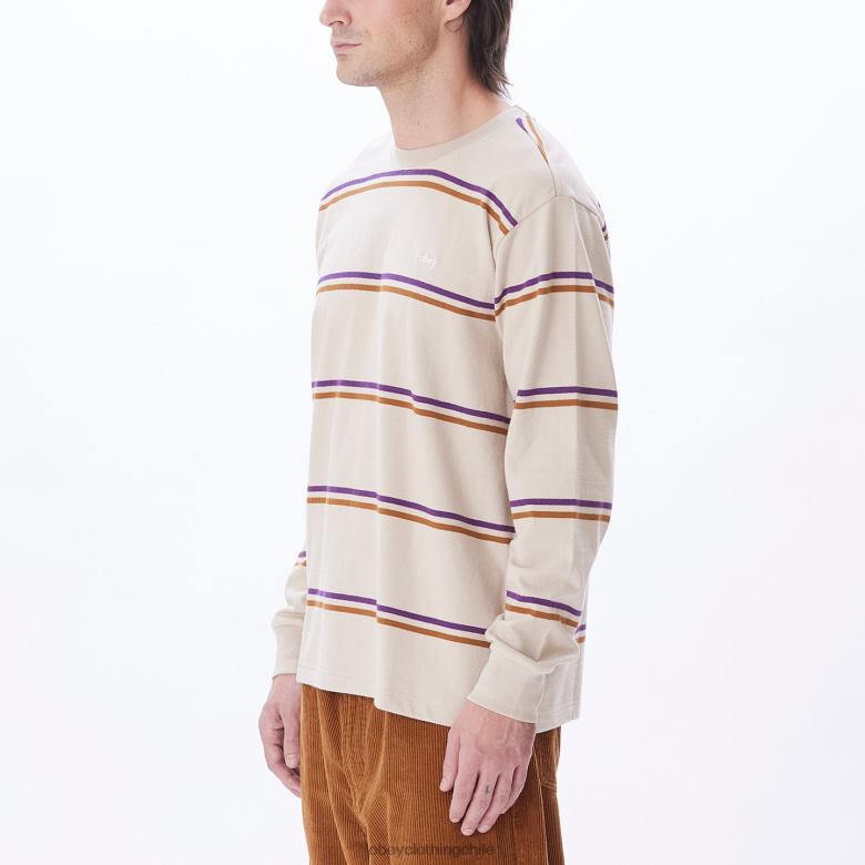ropa 40VX789 hombres punto warren stripe ls OBEY gris plata multicolor