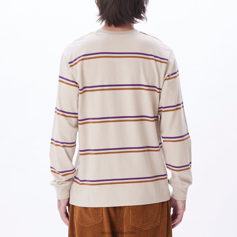 ropa 40VX789 hombres punto warren stripe ls OBEY gris plata multicolor