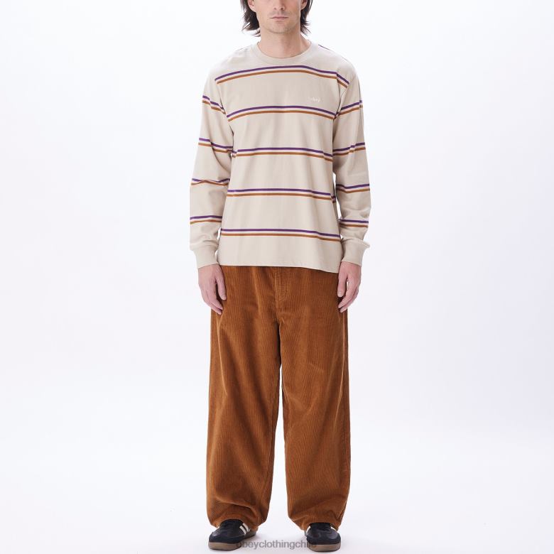 ropa 40VX789 hombres punto warren stripe ls OBEY gris plata multicolor