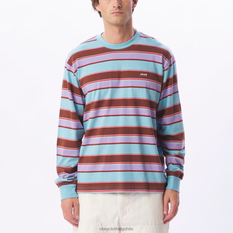ropa 40VX791 hombres camiseta directa ls OBEY cielo azul multi