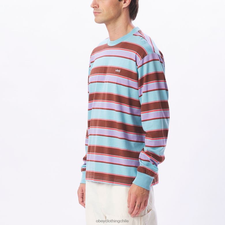 ropa 40VX791 hombres camiseta directa ls OBEY cielo azul multi