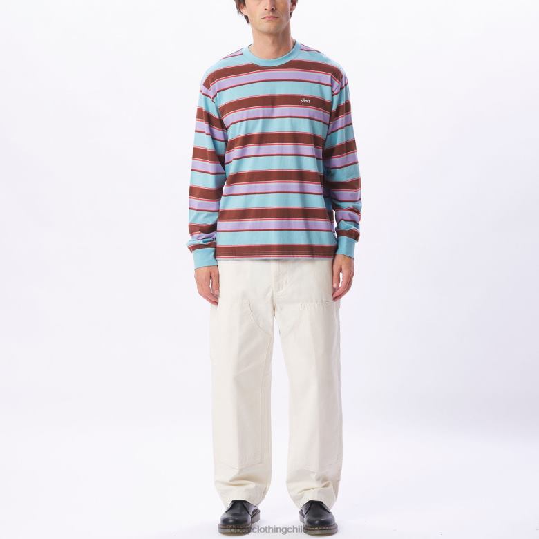 ropa 40VX791 hombres camiseta directa ls OBEY cielo azul multi
