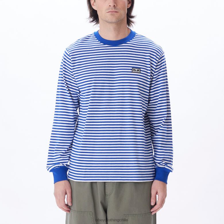 ropa 40VX792 hombres Camiseta con tiras de ojos de Obras establecidas OBEY surf azul multi