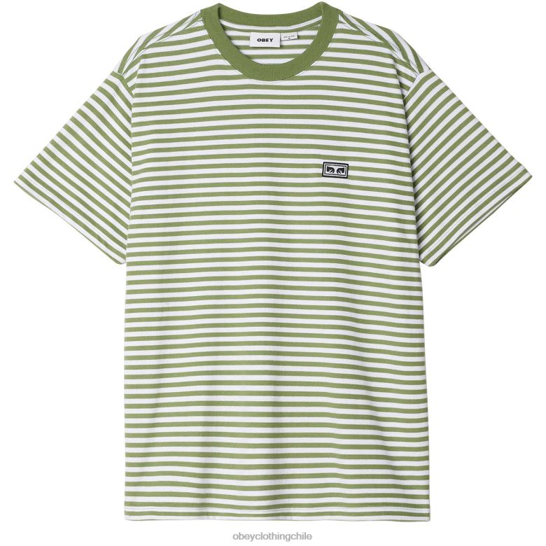 ropa 40VX795 hombres Camiseta a rayas con ojos de Established Works OBEY jade multi