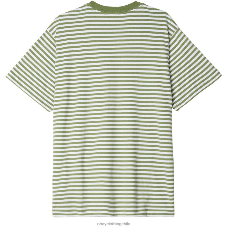 ropa 40VX795 hombres Camiseta a rayas con ojos de Established Works OBEY jade multi