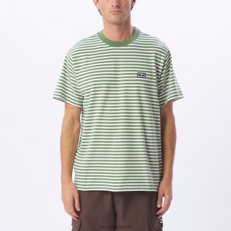 ropa 40VX795 hombres Camiseta a rayas con ojos de Established Works OBEY jade multi