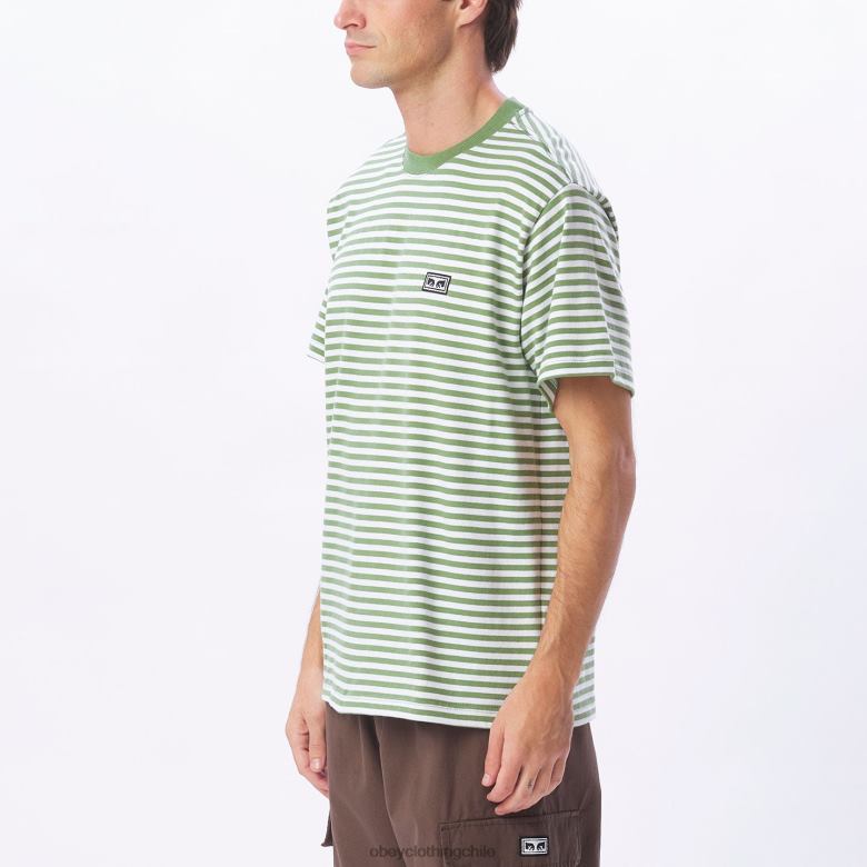 ropa 40VX795 hombres Camiseta a rayas con ojos de Established Works OBEY jade multi