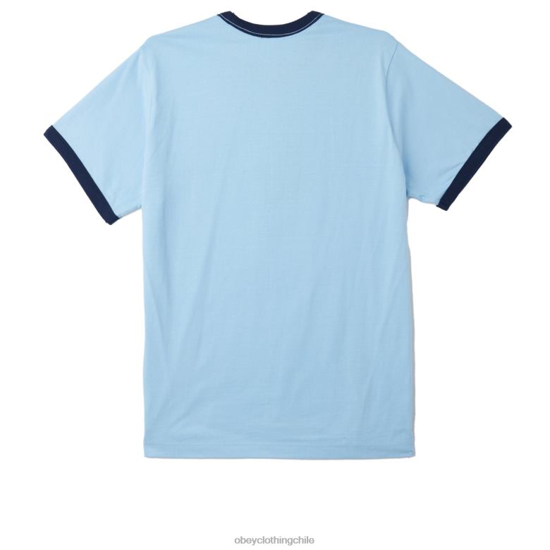 ropa 40VX797 hombres camiseta ringer de sabueso OBEY cielo despejado multi