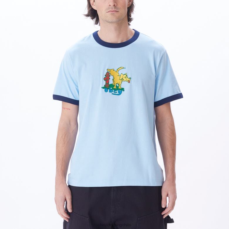 ropa 40VX797 hombres camiseta ringer de sabueso OBEY cielo despejado multi