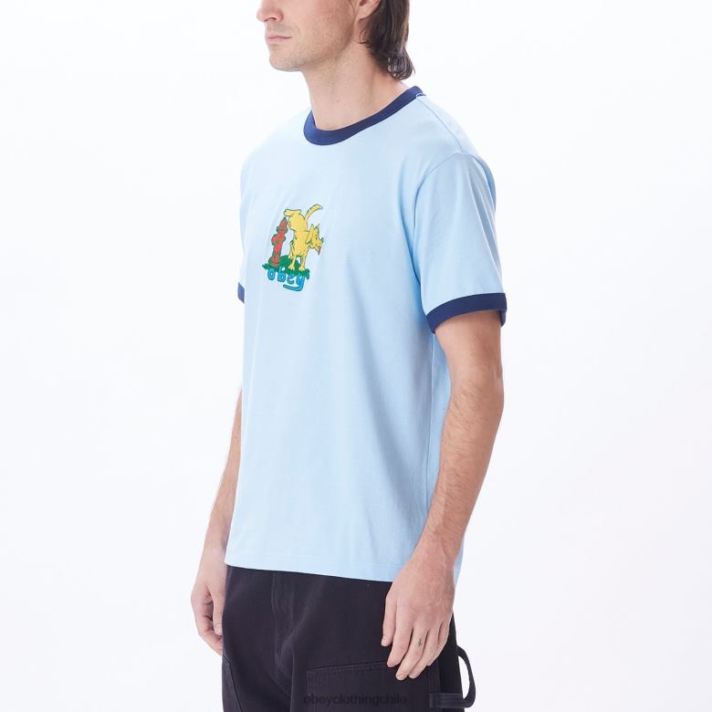 ropa 40VX797 hombres camiseta ringer de sabueso OBEY cielo despejado multi
