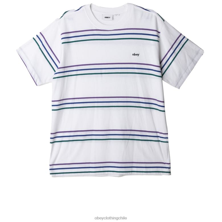 ropa 40VX798 hombres camiseta con rayas Montrose OBEY blanco multicolor