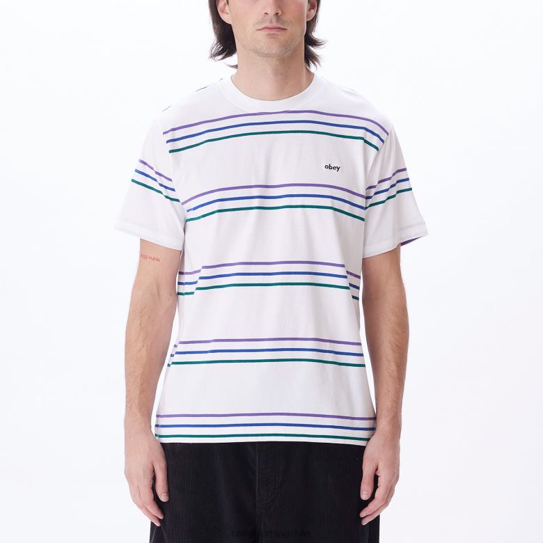 ropa 40VX798 hombres camiseta con rayas Montrose OBEY blanco multicolor