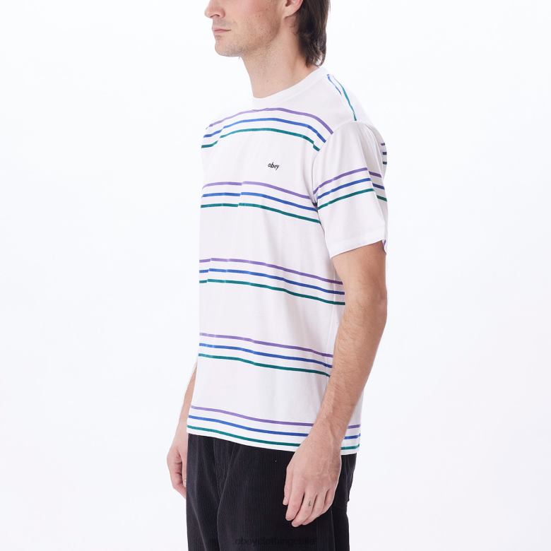 ropa 40VX798 hombres camiseta con rayas Montrose OBEY blanco multicolor