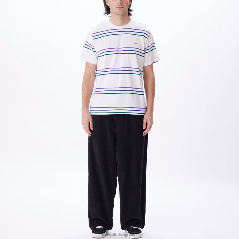 ropa 40VX798 hombres camiseta con rayas Montrose OBEY blanco multicolor