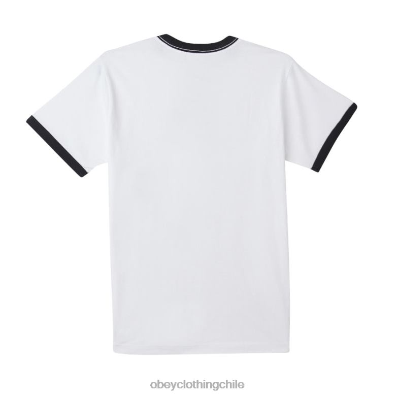 ropa 40VX799 hombres camiseta ringer del diablo OBEY blanco multicolor