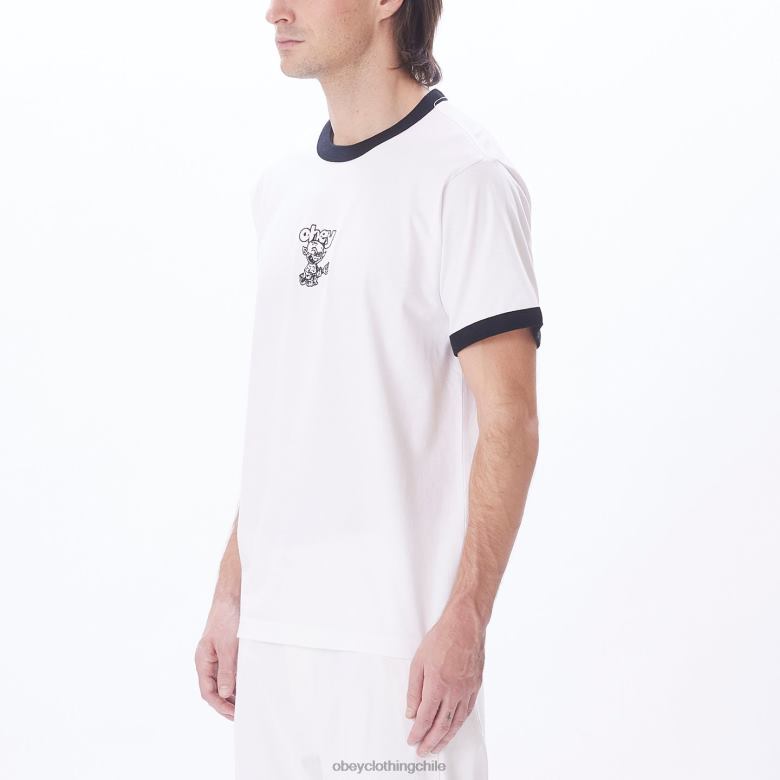 ropa 40VX799 hombres camiseta ringer del diablo OBEY blanco multicolor