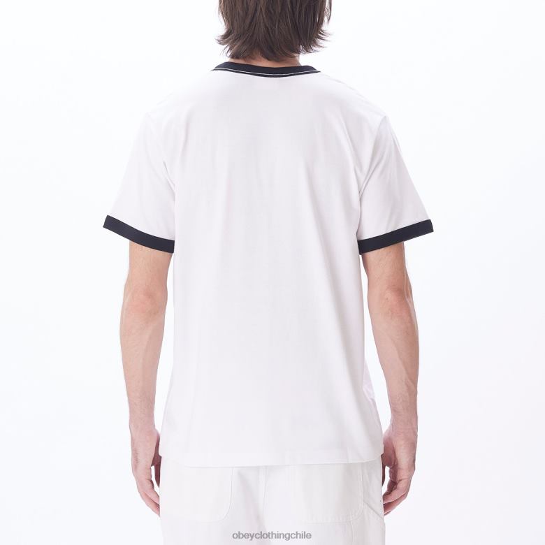 ropa 40VX799 hombres camiseta ringer del diablo OBEY blanco multicolor