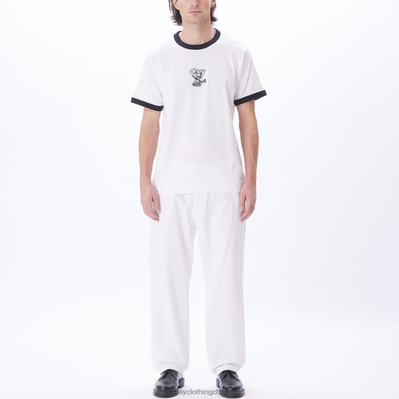 ropa 40VX799 hombres camiseta ringer del diablo OBEY blanco multicolor