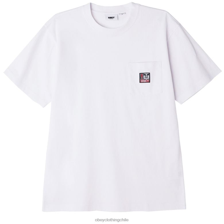 ropa 40VX802 hombres camiseta con bolsillo de puntos OBEY blanco