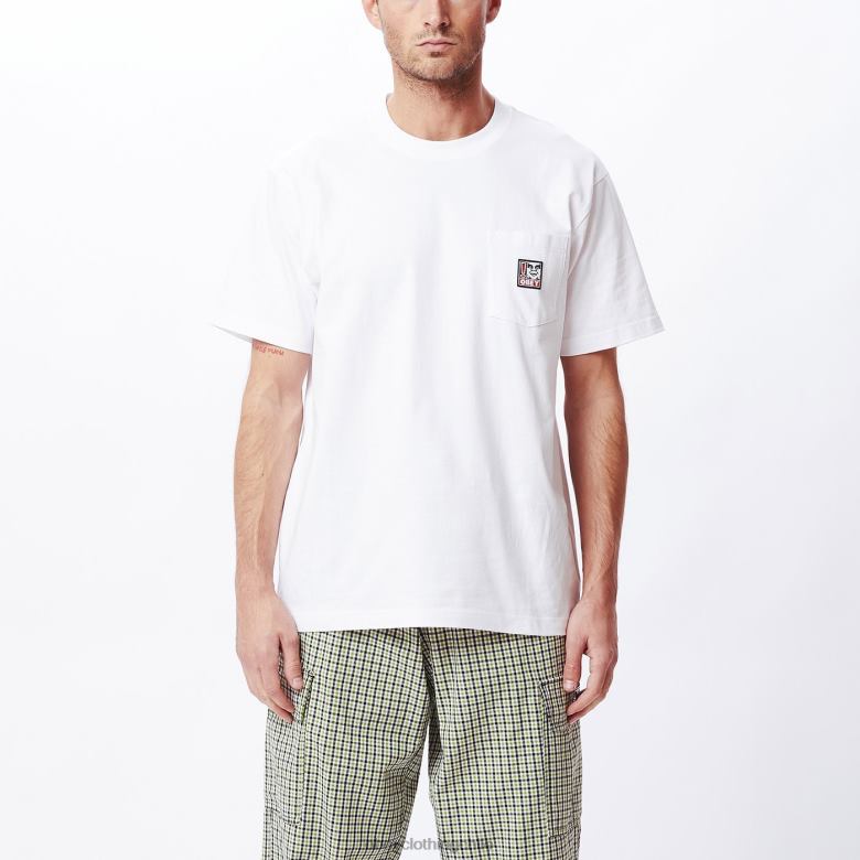 ropa 40VX802 hombres camiseta con bolsillo de puntos OBEY blanco
