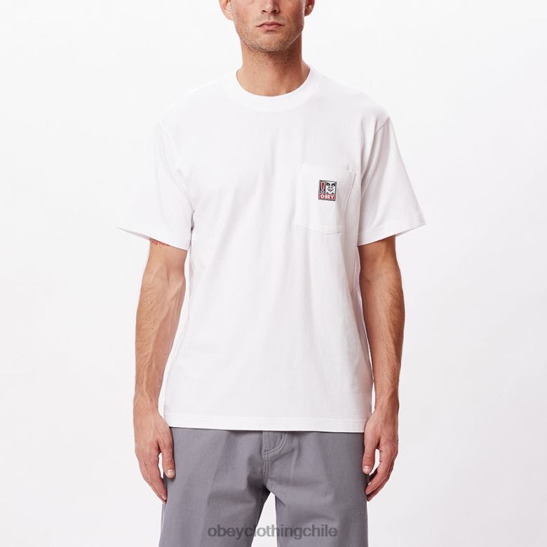 ropa 40VX802 hombres camiseta con bolsillo de puntos OBEY blanco