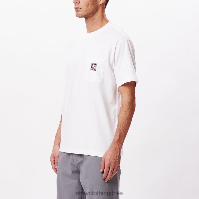 ropa 40VX802 hombres camiseta con bolsillo de puntos OBEY blanco