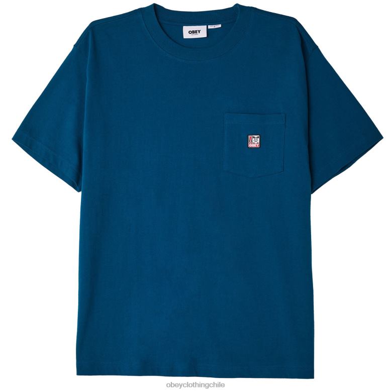 ropa 40VX803 hombres camiseta con bolsillo de puntos OBEY océano profundo