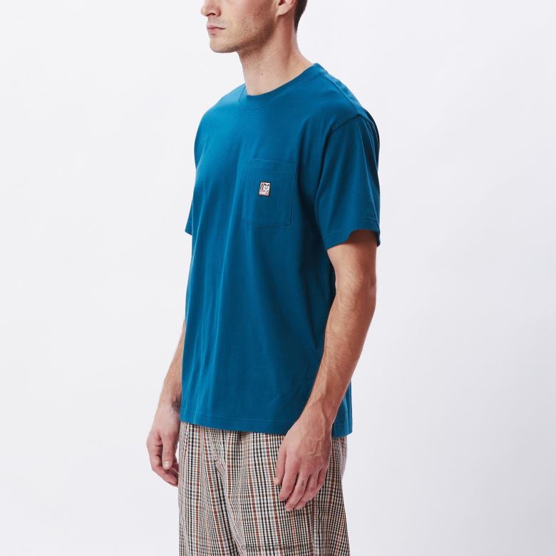ropa 40VX803 hombres camiseta con bolsillo de puntos OBEY océano profundo