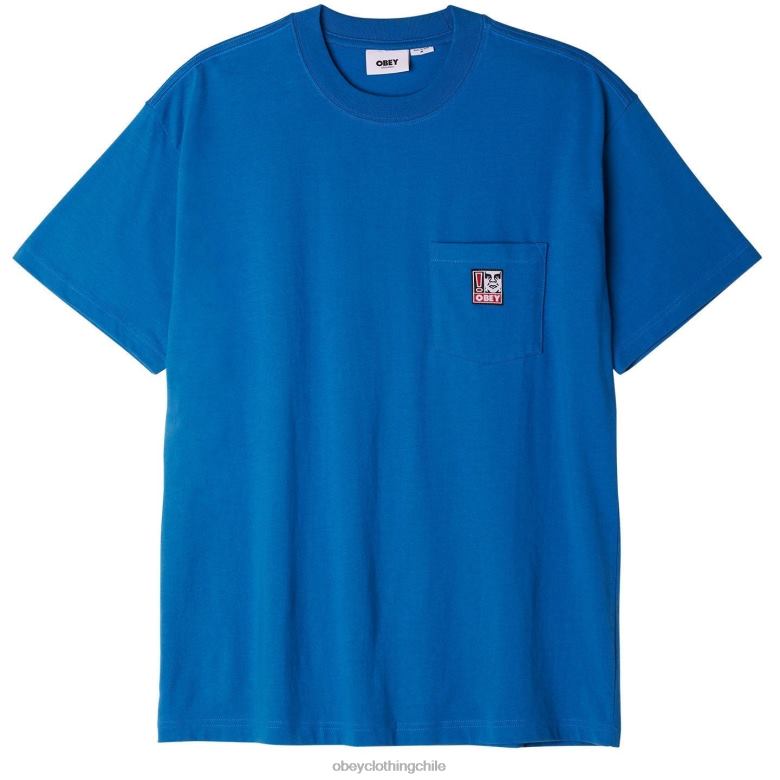 ropa 40VX804 hombres camiseta con bolsillo de puntos OBEY azul atlántico
