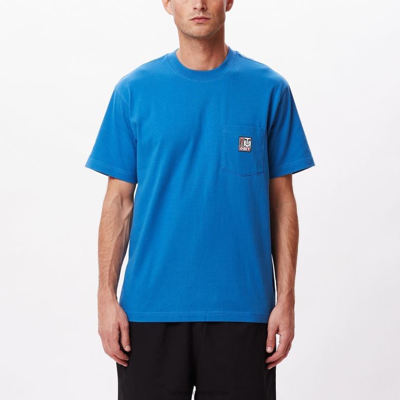 ropa 40VX804 hombres camiseta con bolsillo de puntos OBEY azul atlántico