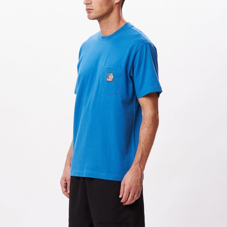 ropa 40VX804 hombres camiseta con bolsillo de puntos OBEY azul atlántico